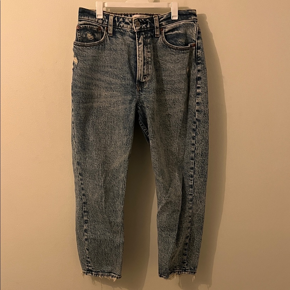 Abercrombie Acid Wash Blue Denim Straight Jeans - Short